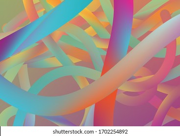 Wire Digital Pattern with Gradient Neon Cables. Colorful Flow Liquid in Future Design Style. Minimal Abstract Curve Lines in Vibrant Color. Modern Dynamic Background in Trendy Colors.