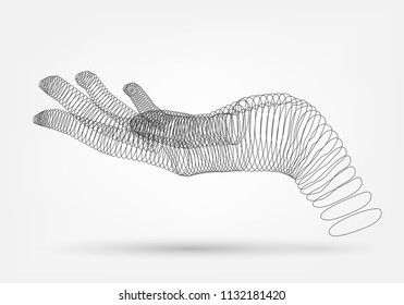 A wire of dots hand, holding or demonstrating something hand