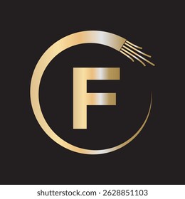 Wire Electrical Logo Combine With Letter F Vector Template
