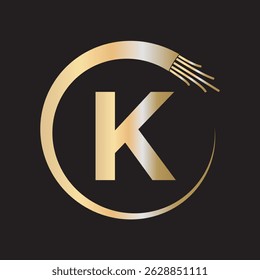 Elektrische Draht-Logo-Kombination mit Buchstabe K Vektor Vorlage