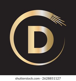 Wire Electrical Logo Combine With Letter D Vector Template