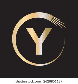 Wire Electrical Logo Combine With Letter Y Vector Template