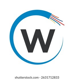 Wire Electrical Logo Combine With Letter W Vector Template