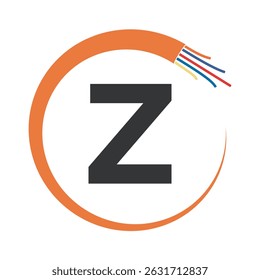 Wire Electrical Logo Combine With Letter Z Vector Template
