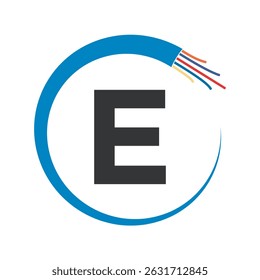Wire Electrical Logo Combine With Letter E Vector Template