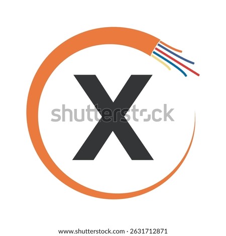 Wire Electrical Logo Combine With Letter X Vector Template