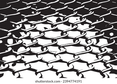 wire fence black grungy overlay background texture on white background, vector illustration