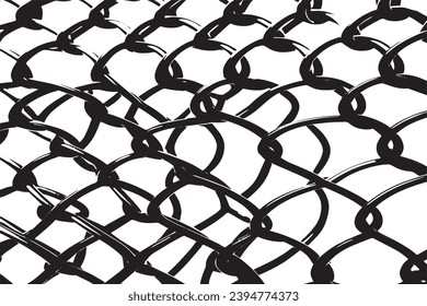 wire fence black grungy overlay background texture on white background, vector illustration