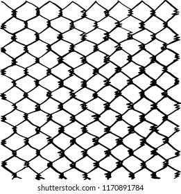 Wire fence inspired marker drawn black and white textute