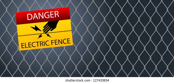 Wire fence pattern and electric fence sign