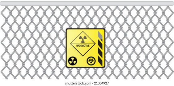 wire fence with radiation sign vector