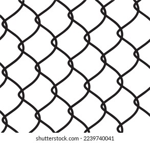 wire fence. seamless chain link fence. industrial fence on white isolated background
