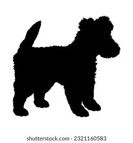 Wire Fox Terrier Dog puppies silhouette. Baby dog silhouette. Puppy
