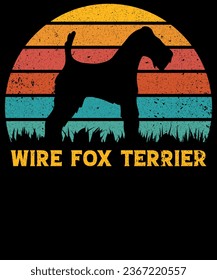 Wire Fox Terrier Vintage Tshirt Design,print ready typography style, clothing template, tee, graphic symbol. Perfect for teen clothes. Vector illustration
