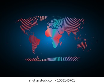 Wire frame 3D mesh polygonal network line. Abstract mash line and point scales on dark background with map of World . Vector illustration eps 10. design polygon sphere.