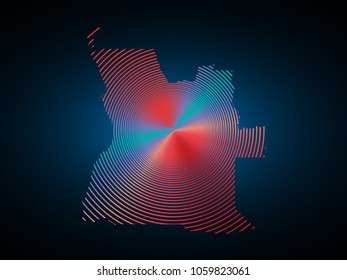 Wire frame 3D mesh polygonal network line. Abstract scales on dark background with map of Angola . Vector illustration eps 10. design polygon sphere.