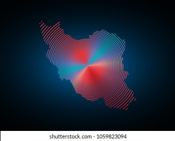 Wire frame 3D mesh polygonal network line. Abstract scales on dark background with map of Iran . Vector illustration eps 10. design polygon sphere.