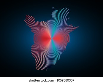 Wire frame 3D mesh polygonal network line. Abstract scales on dark background with map of Burundi. Vector illustration eps 10. design polygon sphere.