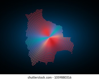 Wire frame 3D mesh polygonal network line. Abstract scales on dark background with map of Bolivia. Vector illustration eps 10. design polygon sphere.
