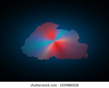 Wire frame 3D mesh polygonal network line. Abstract scales on dark background with map of Bhutan. Vector illustration eps 10. design polygon sphere.