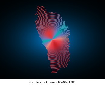 Wire frame 3D mesh polygonal network line. Abstract scales on dark background with map of Dominica. Vector illustration eps 10. design polygon sphere.