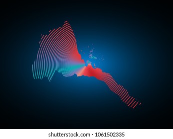 Wire frame 3D mesh polygonal network line. Abstract mash line and point scales on dark background with map of Eritrea . Vector illustration eps 10. design polygon sphere.