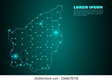 Wire frame 3D mesh polygonal network line. Abstract mash line and point scales on dark background with map of San Marino. Vector illustration eps 10. design polygon sphere.communication world