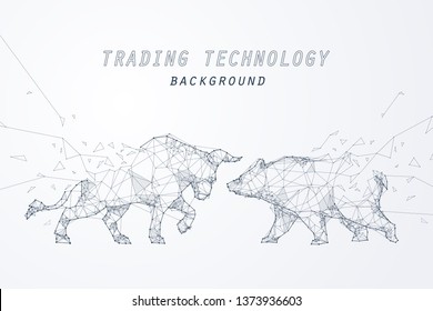 Wire frame bearish and bullish trend, technology trading for stock market, vector art and illustration.