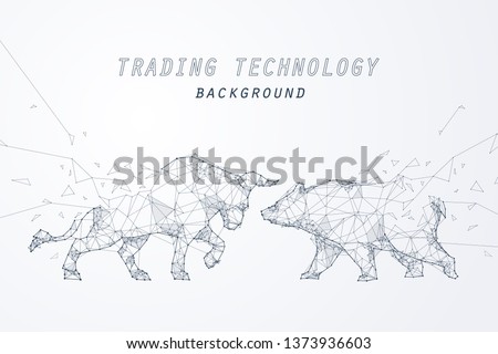 Wire frame bearish and bullish trend, technology trading for stock market, vector art and illustration.
