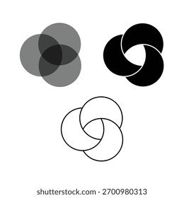 Wire frame circle overlap chart. venn vector chart. geometric shapes. venn diagram three overlapping circles chart line icon