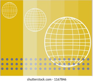 wire frame globes on subtle striped background with elements