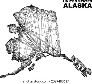 Mapa irregular de malla de alaska. Las líneas abstractas se combinan en el mapa de Alaska. Cubierta plana con cable en formato vectorial. La estructura vectorial se crea para el mapa de Alaska mediante el cruce de líneas aleatorias.