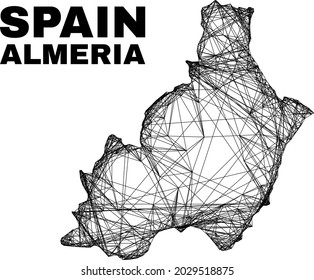 Wire frame irregular mesh Almeria Province map. Abstract lines form Almeria Province map. Wire frame 2D net in vector format.