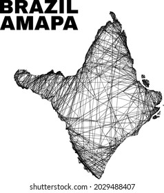 Wire frame irregular mesh Amapa state map. Abstract lines are combined into Amapa state map. Wire frame flat network in vector format.