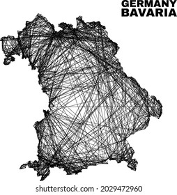 Mapa irregular de malla de alambre Mapa de tierra de Baviera. Líneas abstractas del mapa de la tierra de Baviera. Red plana de marco de cables en formato vectorial.