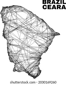 Mapa irregular de malla de alambre Mapa del estado de Ceara. Líneas abstractas del mapa estatal de Ceara. Red 2D de canal de cable en formato vectorial. Se crea un modelo vectorial para el mapa de estado de Ceara mediante el cruce de líneas aleatorias.