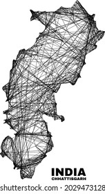 Wire frame irregular mesh Chhattisgarh State map. Abstract lines are combined into Chhattisgarh State map. Wire carcass 2D network in vector format.