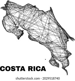 Wire frame irregular mesh Costa Rica map. Abstract lines form Costa Rica map. Wire frame flat net in vector format. Vector structure is created for Costa Rica map using intersected random lines.