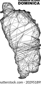 Wire frame irregular mesh Dominica Island map. Abstract lines are combined into Dominica Island map. Wire carcass flat net in vector format.