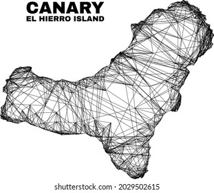 Wire frame irregular mesh El Hierro Island map. Abstract lines form El Hierro Island map. Wire frame 2D network in vector format.