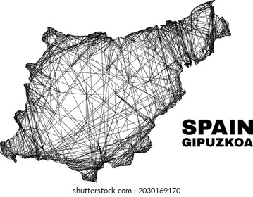 Wire frame irregular mesh Gipuzkoa Province map. Abstract lines are combined into Gipuzkoa Province map. Wire frame flat network in vector format.