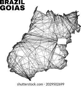 Wire frame irregular mesh Goias State map. Abstract lines form Goias State map. Wire frame flat net in vector format. Vector structure is created for Goias State map using crossing random lines.