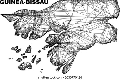 Wire frame irregular mesh Guinea-Bissau map. Abstract lines are combined into Guinea-Bissau map. Wire carcass 2D network in vector format.