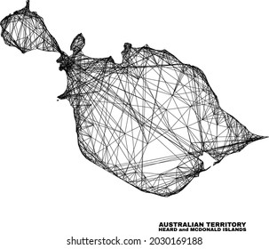 Mapa irregular de malla de alambre Heard y mapa de las islas McDonald. Líneas abstractas del mapa de las islas Heard y McDonald. Red 2D de canal lineal en formato vectorial.