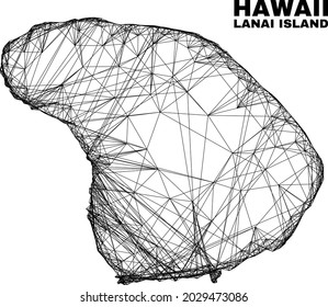 Wire frame irregular mesh Lanai Island map. Abstract lines are combined into Lanai Island map. Wire frame flat network in vector format.
