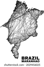Wire frame irregular mesh Maranhao State map. Abstract lines form Maranhao State map. Wire carcass flat net in vector format.