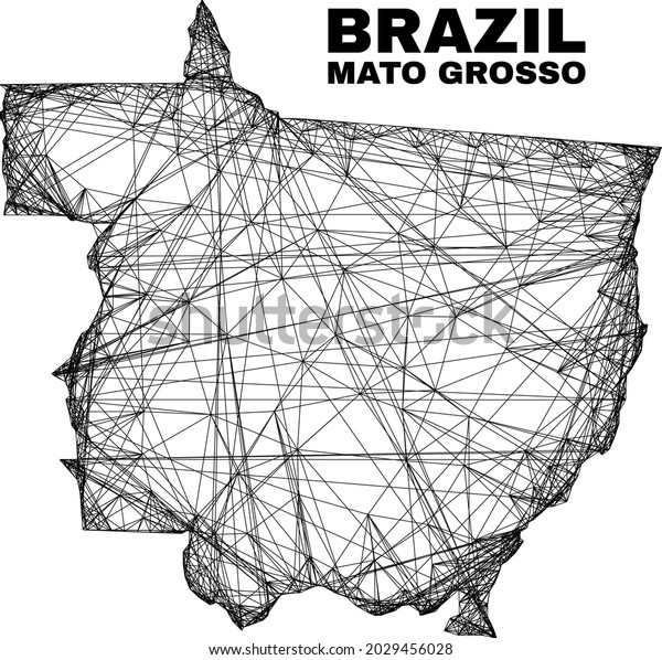 Wire frame irregular mesh Mato Grosso State map.\
Abstract lines are combined into Mato Grosso State map. Wire frame\
flat net in vector\
format.