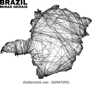 Wire frame irregular mesh Minas Gerais State map. Abstract lines are combined into Minas Gerais State map. Wire frame flat network in vector format.