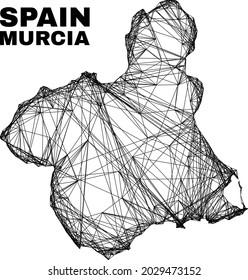 Wire frame irregular mesh Murcia Province map. Abstract lines are combined into Murcia Province map. Wire frame 2D network in vector format.