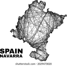 Wire frame irregular mesh Navarra Province map. Abstract lines are combined into Navarra Province map. Wire frame 2D net in vector format.